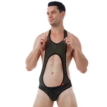 Hollow Out Sleeveless See-Through Men's Swimsuit / Fitness Wrestling Sexy Leotard Skinny Jumpsuit - EVE's SECRETS